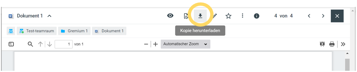 Einzelnes Dokument herunterladen